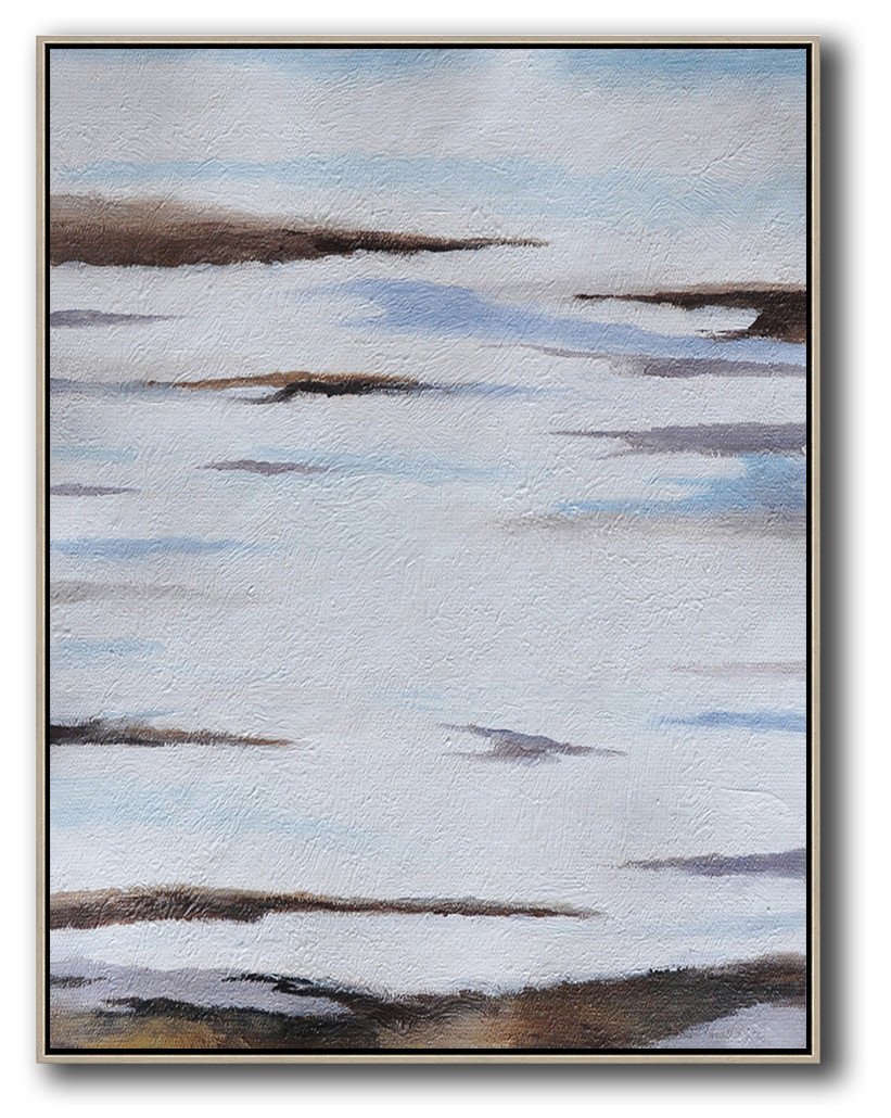 Extra Large Canvas Art,Oversized Abstract Landscape Painting,Abstract Art Decor,Contemporary Painting,Blue,White,Brown,Grey.etc